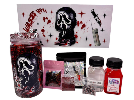 Wassss up glitter blood drip snow globe kit
