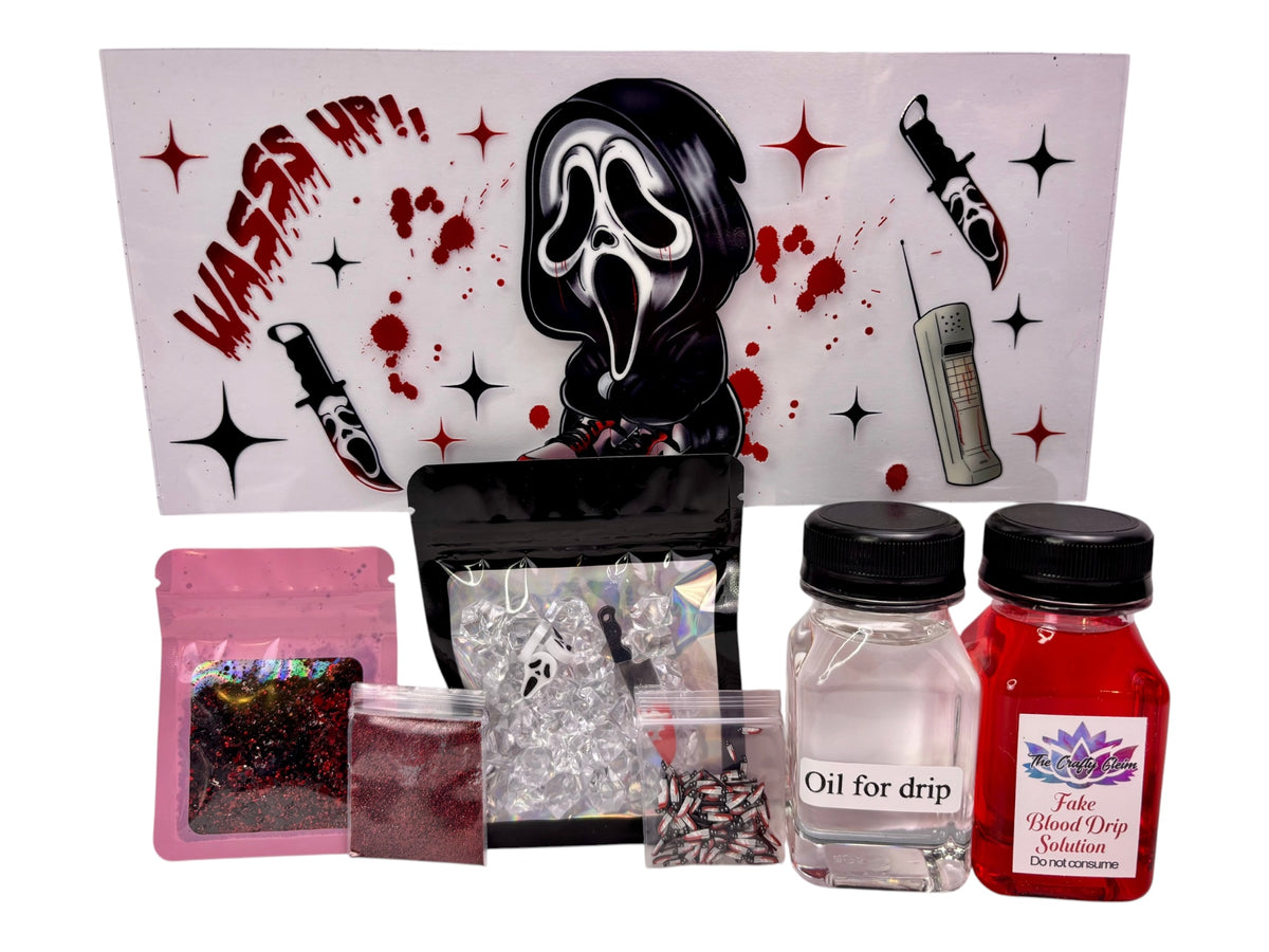 Wassss up glitter blood drip snow globe kit