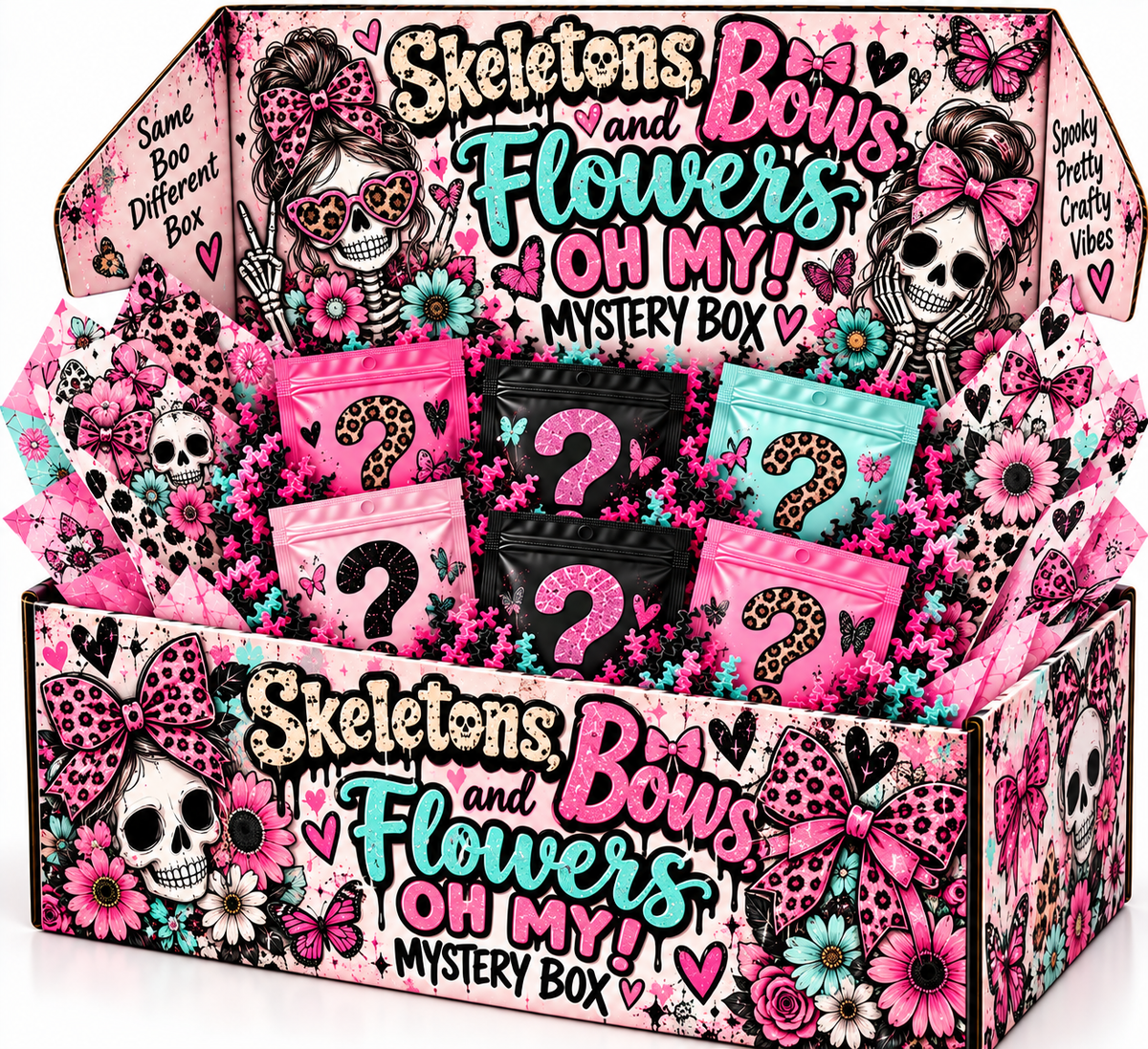 Skeletons, bows, and flowers Oh my mystery box￼