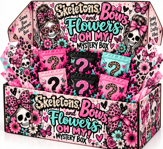 Skeletons, bows, and flowers Oh my mystery box￼