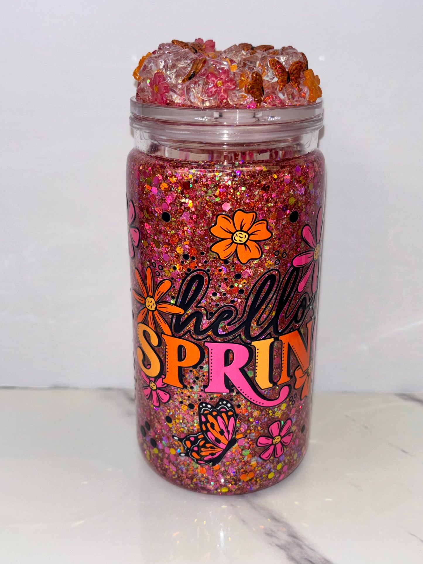 Hello spring snow globe cup