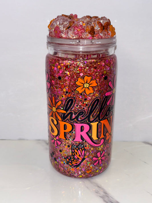 Hello spring snow globe cup