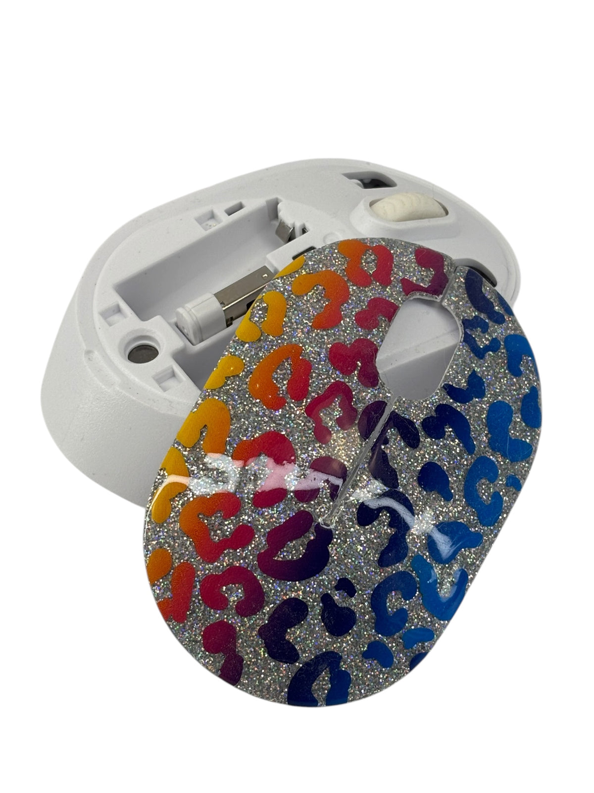 Lisa Frank inspired leopard print wireless mouse