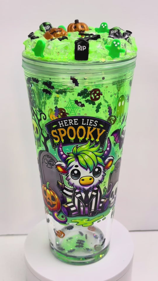 Here lies spooky 24oz glitter drip cup.